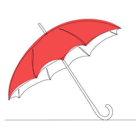 umbrella sketch drawing in one continuous line, vectorのイラスト素材