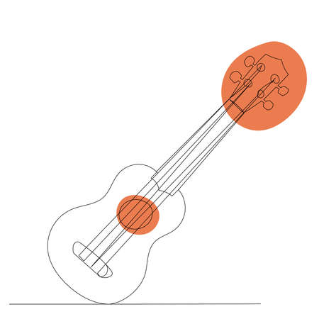 guitar sketch drawing in one continuous line, vector, isolatedのイラスト素材
