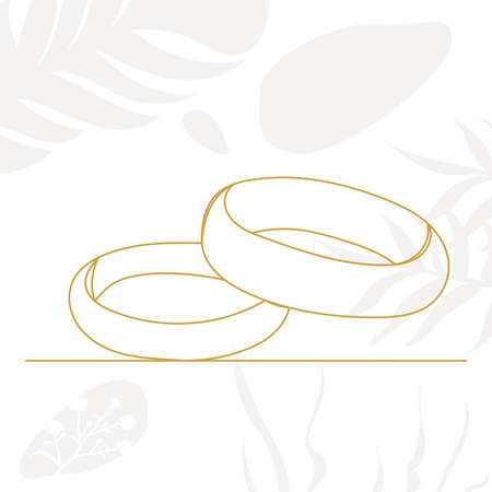 wedding rings continuous line drawing, on an abstract backgroundのイラスト素材