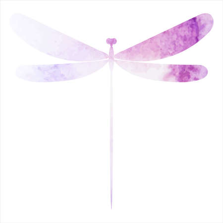 dragonfly watercolor purple silhouette,on white backgroundのイラスト素材