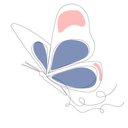 butterfly drawing in one continuous lineのイラスト素材