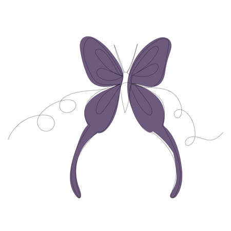 butterfly drawing in one continuous line, vectorのイラスト素材