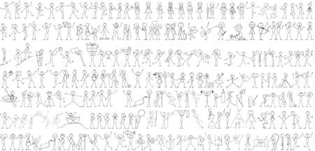 people figures big set sketch, isolated, vectorのイラスト素材