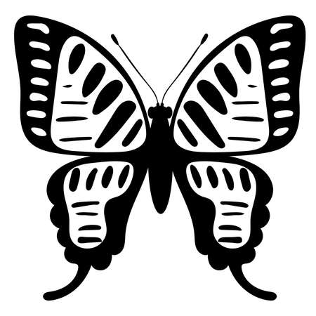 butterfly black and white silhouette, on a white background, vector, isolatedのイラスト素材