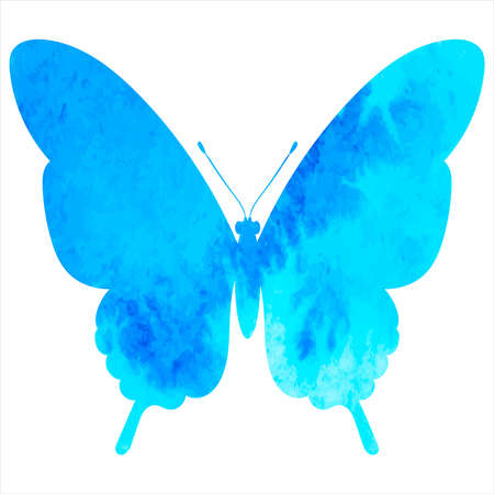 blue butterfly watercolor silhouette ,on white background, vectorのイラスト素材