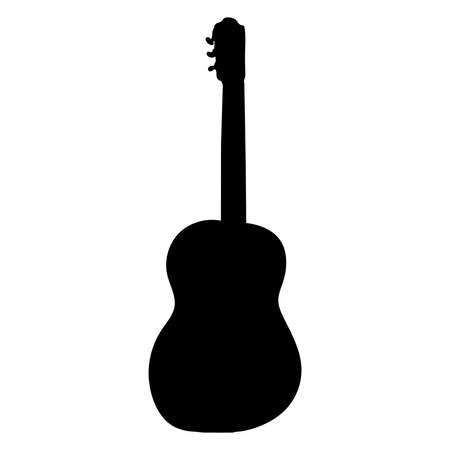 guitar silhouette, on white background, vector, isolatedのイラスト素材