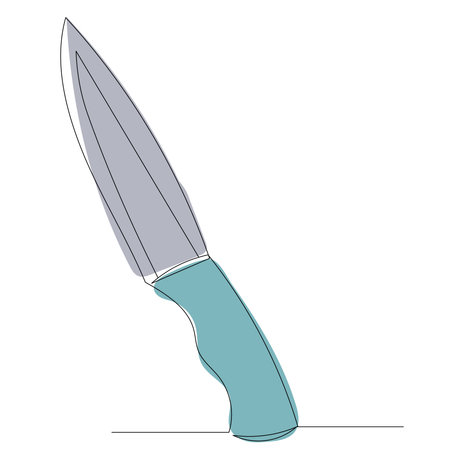 knife one line drawing, contour, vector, isolatedのイラスト素材