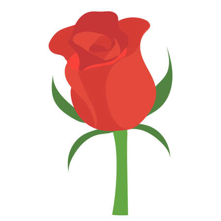 rose flat design on white backgroundのイラスト素材