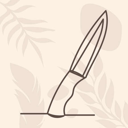 knife in one line, outline on an abstract backgroundのイラスト素材
