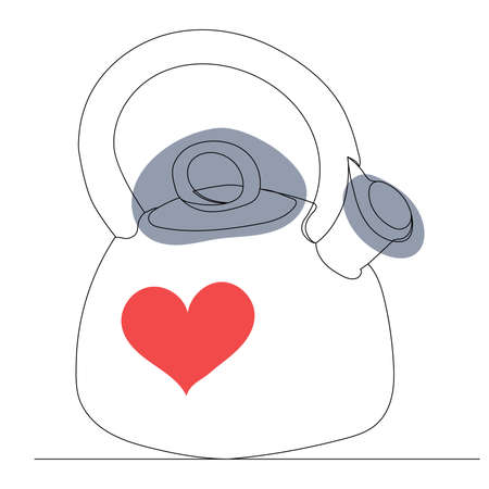 teapot contour one line sketch vectorのイラスト素材