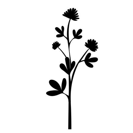 flower, plant silhouette, white backgroundのイラスト素材