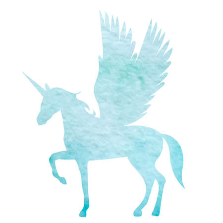 pegasus watercolor silhouette ,on white background,isolated vectorのイラスト素材