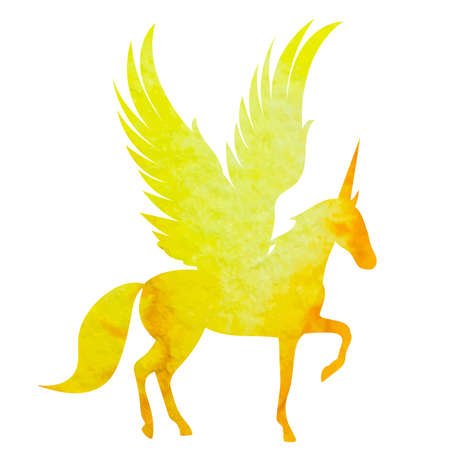 pegasus watercolor silhouette,on white background,isolated vectorのイラスト素材