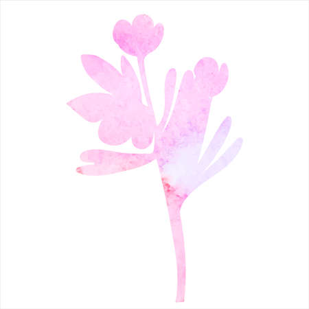 flower, plant pink watercolor silhouette, isolated vectorのイラスト素材