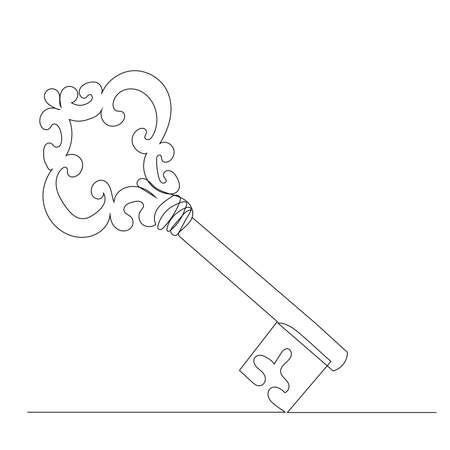 key one line drawing, outline, vectorのイラスト素材