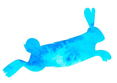 hare, rabbit watercolor silhouette on white background, isolatedのイラスト素材