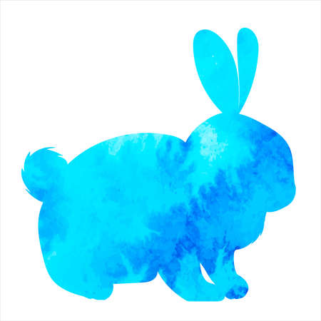 hare, rabbit watercolor silhouette on white background, isolated vectorのイラスト素材