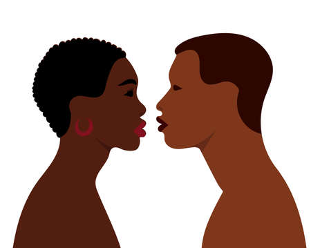 african man and woman design in flat style, isolated, vectorのイラスト素材
