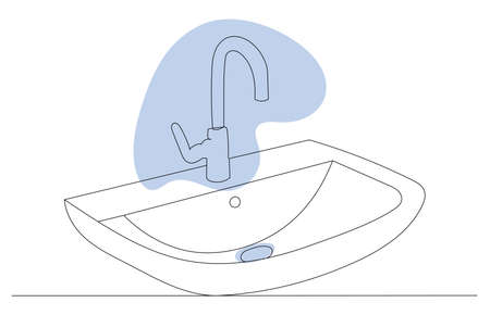 washbasin drawing in one continuous line, isolated vectorのイラスト素材