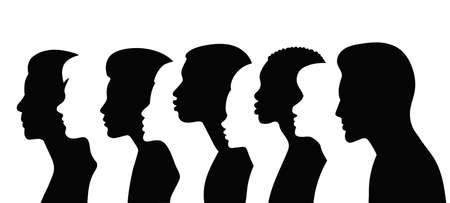 set portrait people silhouette, isolated vectorのイラスト素材