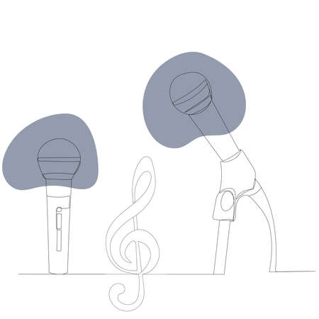 microphone one line drawing vector, isolatedのイラスト素材