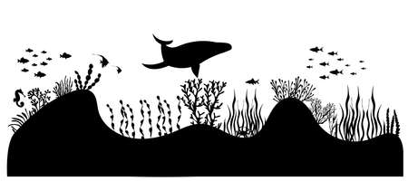 bottom of the sea silhouette isolated vectorのイラスト素材