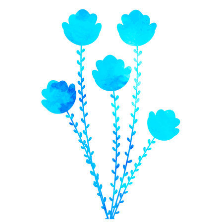 flower on white background watercolor silhouetteのイラスト素材