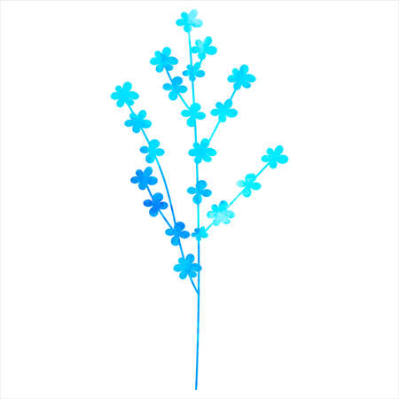 blue plant, flower watercolor silhouette isolatedのイラスト素材