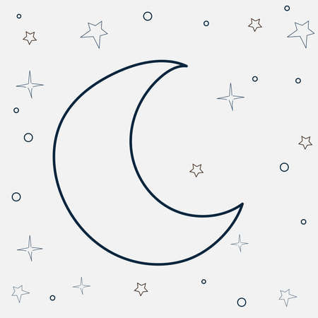 month doodle drawing on the background of the starry skyのイラスト素材