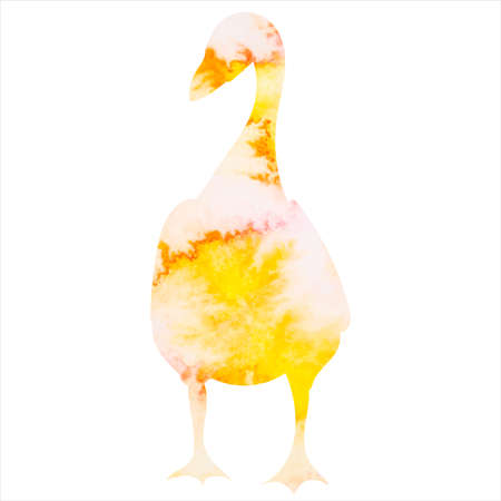 goose watercolor yellow silhouette isolated vectorのイラスト素材