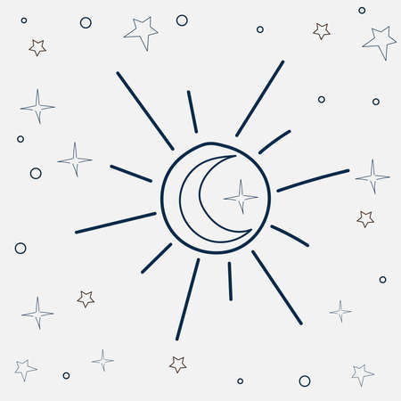 sun and moon doodle drawing vectorのイラスト素材