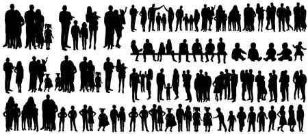 people set silhouette, isolated on white background vectorのイラスト素材