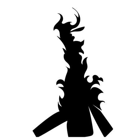 bonfire silhouette, isolated on white background vectorのイラスト素材