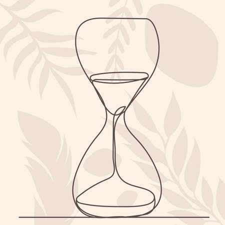 hourglass drawing in one continuous line, isolated vectorのイラスト素材