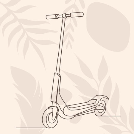 scooter drawing by one continuous line, isolated vectorのイラスト素材
