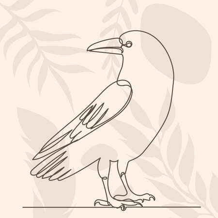 crow drawing by one continuous lineのイラスト素材