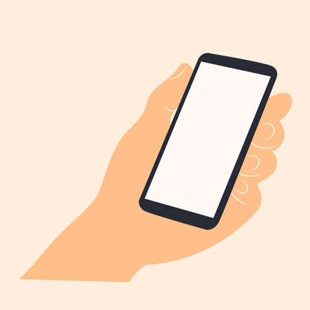 hand with phone flat design, isolatedのイラスト素材