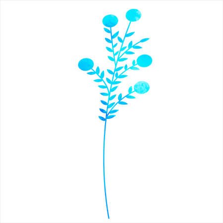 blue watercolor plant silhouette, on white background isolatedのイラスト素材