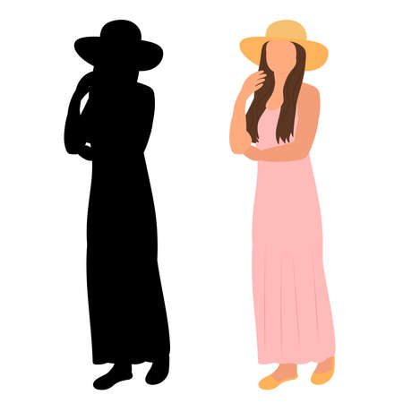 woman, girl in a hat flat design, isolated, vectorのイラスト素材