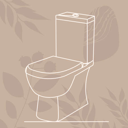 toilet bowl continuous line drawing, sketch, vectorのイラスト素材
