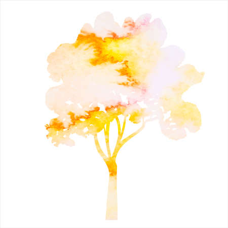 tree watercolor silhouette, on white background, isolated, vectorのイラスト素材