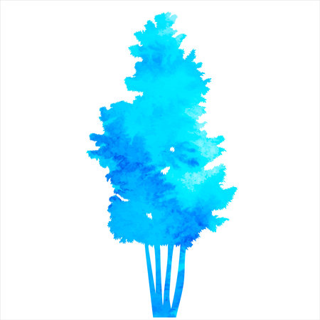 tree watercolor silhouette, on white backgroundのイラスト素材