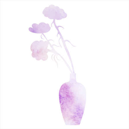 flower in a vase watercolor silhouette, on a white background, isolated, vectorのイラスト素材