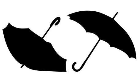 umbrellas silhouette, on white background, isolated, vectorのイラスト素材