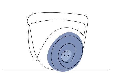 cctv camera drawing by one continuous line, vectorのイラスト素材