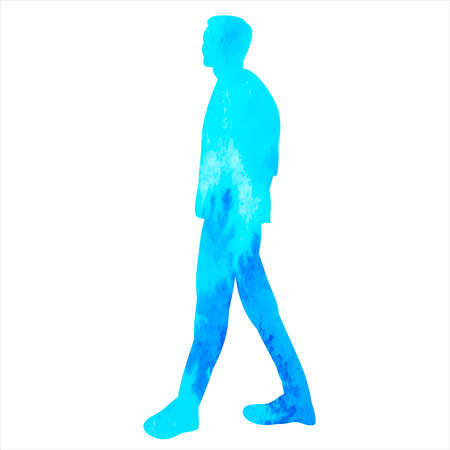 man walking watercolor silhouette, on white background, isolatedのイラスト素材