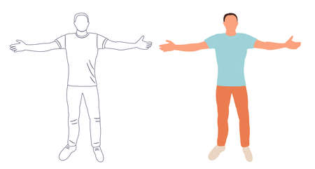 man flat design, sketch, outline, isolated, vectorのイラスト素材