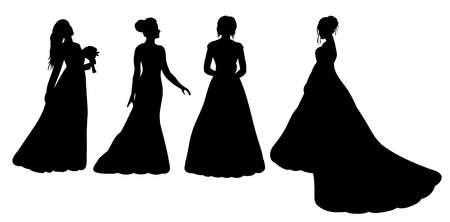 princesses, bride silhouette on a white backgroundのイラスト素材