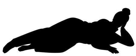 woman lies silhouette, on white background, isolated, vectorのイラスト素材