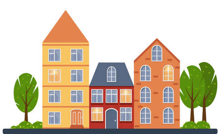 houses flat design isolated, vectorのイラスト素材